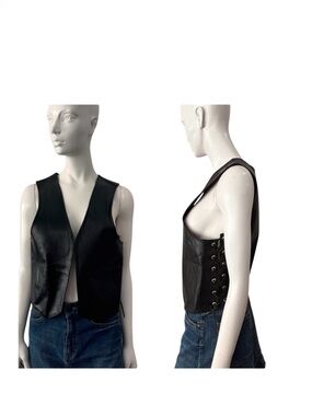 Vintage Made in Canada Mack’s Black Leather Lace Up Vest